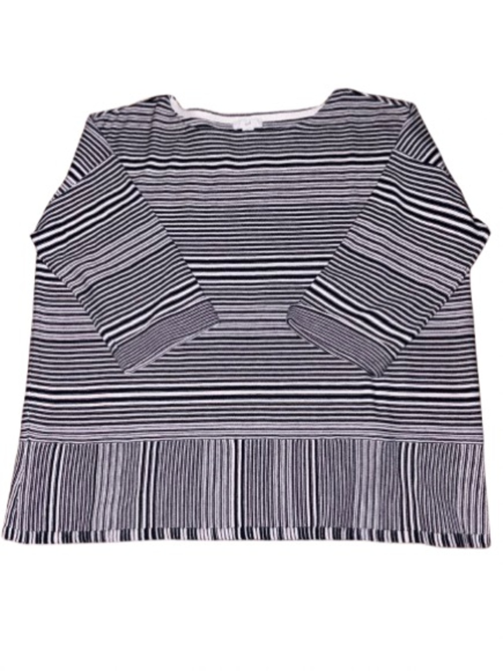 J. Jill Black and White Striped Knit 3/4 length sleeve sweater size MP